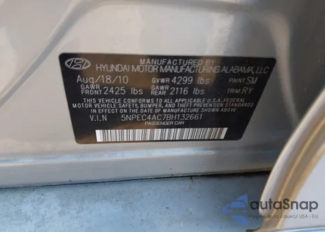 2011 Hyundai Sonata Limited из США, поврежденный, VIN 5NPEC4AC7BH132661